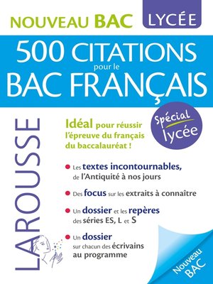 cover image of 500 citations pour le bac français